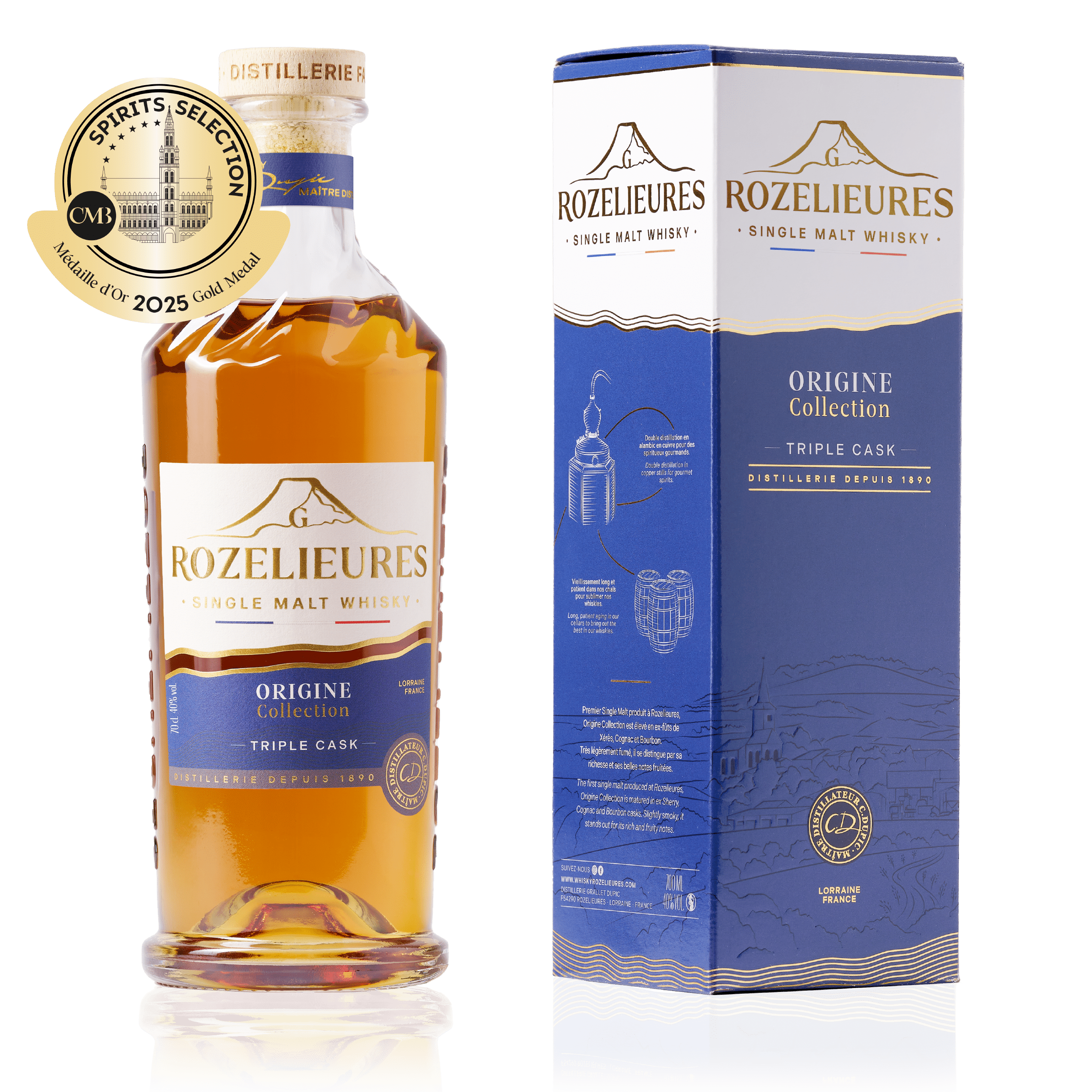 Whisky Rozelieures Origine Collection 40% 20cl ou 70cl